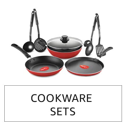 Pigeon Aluminium Nonstick Duo Pack Flat Tawa 250 and Fry Pan 200 Gift Set (Red)