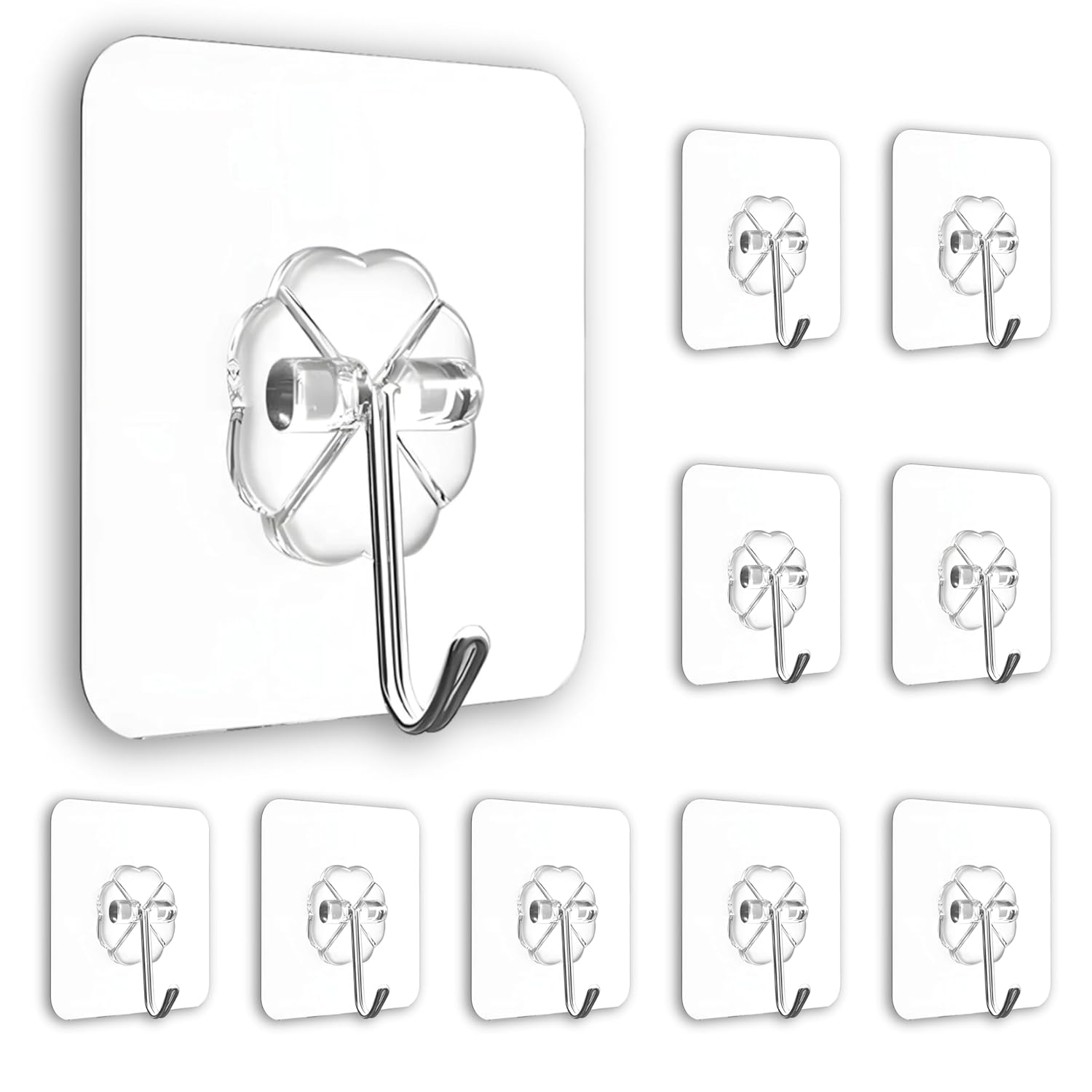 Zulaxy Flower Adhesive Wall Hooks, 10 Pack Heavy Duty Hooks for Wall Hanging, Strong | Self-Adhesive Sticker Hooks for Walls | Waterproof Wall Hanger Hook for Hanging Coats, Keys, and Heavy Items